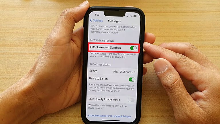 Disable Filter Unknown Senders