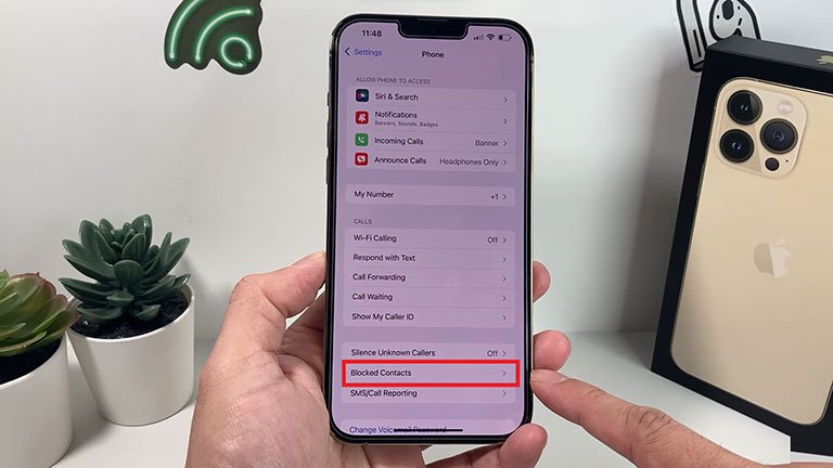 Click on Blocked Contacts