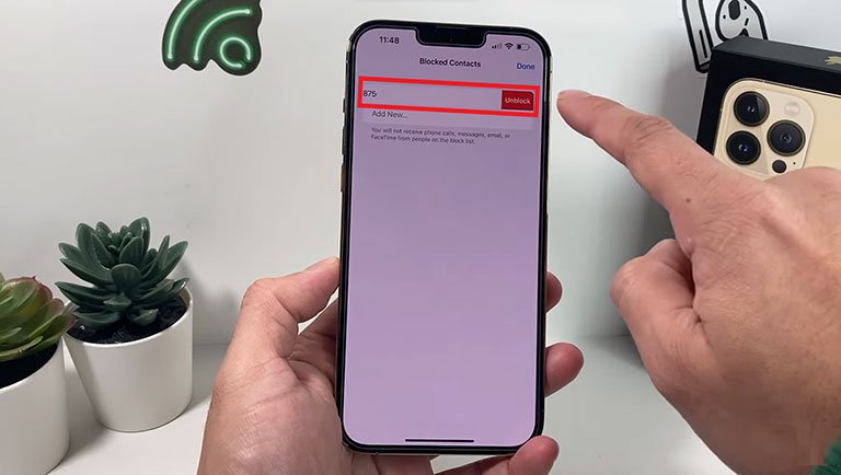 Select the Unblock Option on the Right